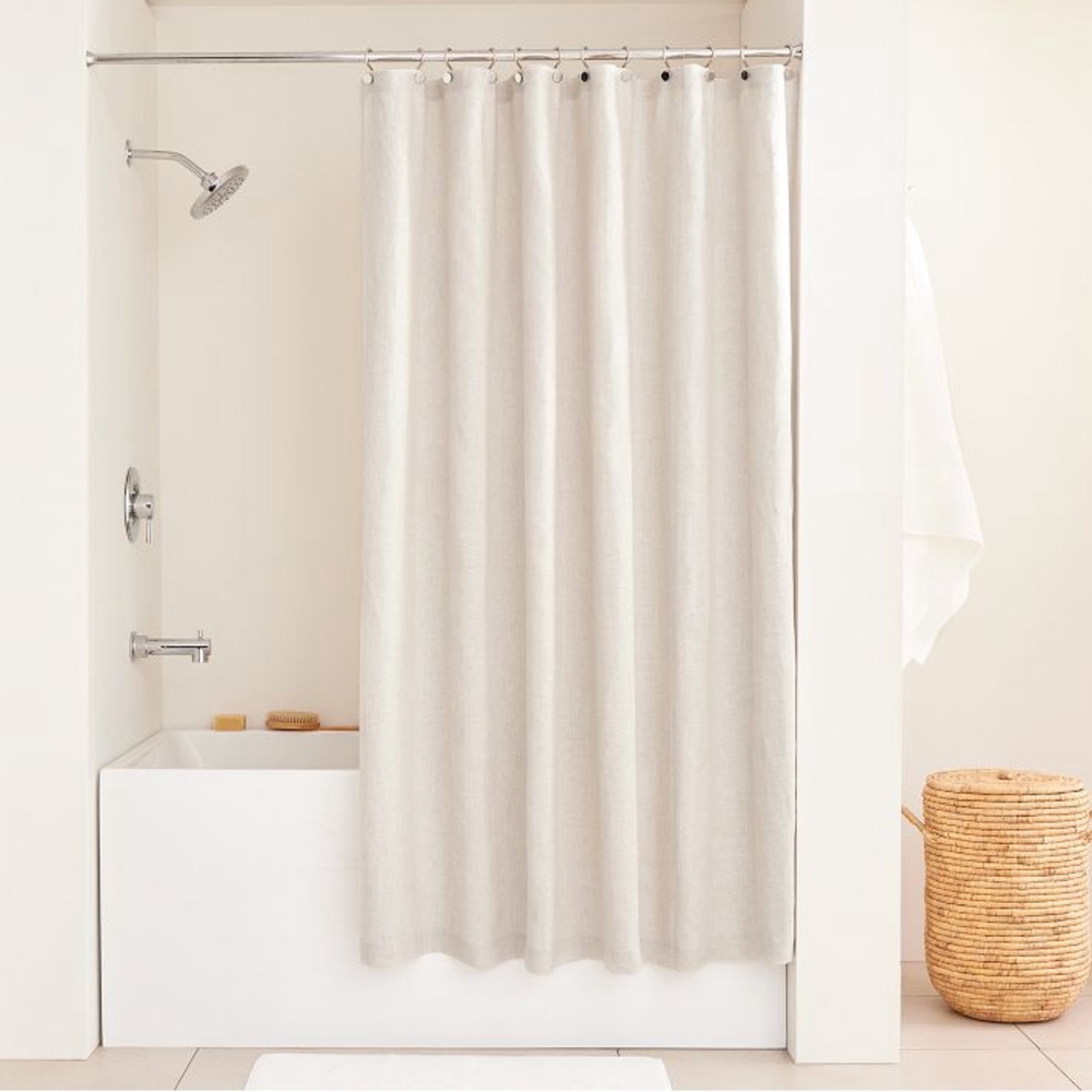 West Elm European Flax Linen Shower Curtain in Natural Flax